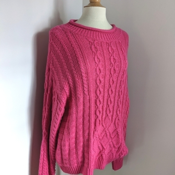 RILEY & Rae Bright Pink Cable Knit Tunic Sweater XXL Barbiecore Spring  Plus - Picture 3 of 11